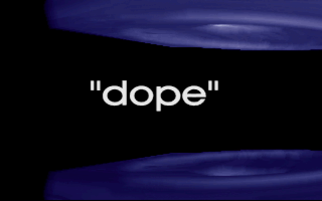 Dope runtime frame at 01:12.000 showing the quoted title between blue slabs
