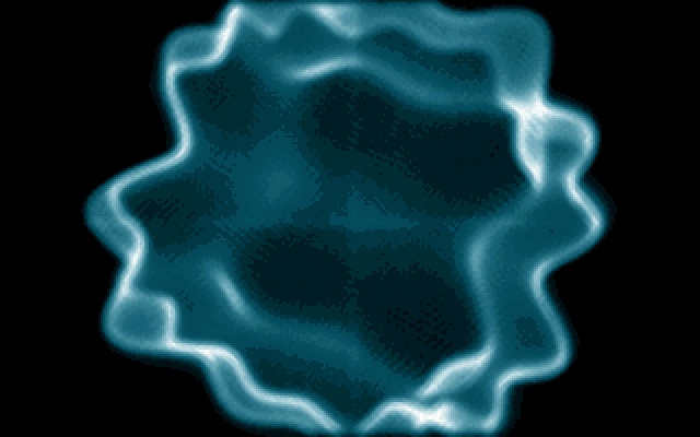Megablast direct cyan projected wavefield and filtered brightness stamps
