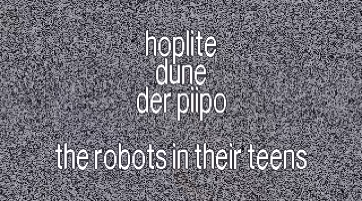 Sea Robot of Love runtime frame at 02:51.000 showing the late credit text on the noisy gray background