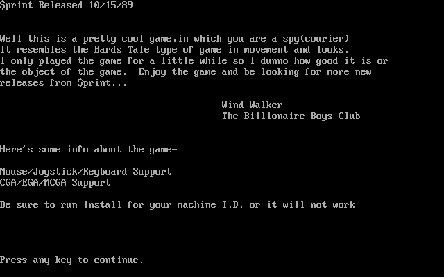 The Third Courier Text Loader release info screen